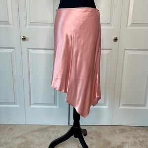 Le Chateau Satin Pink Asymmetrical Skirt in Size 5 (Fits Like Size 8)